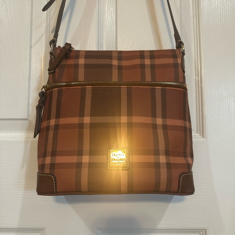 Dooney & Bourke Brown Tartan Plaid Crossbody Bag Purse